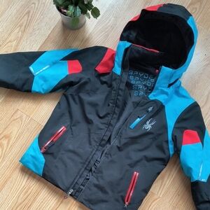 Spyder Kids' Black, Blue, and Red Ski Jacket